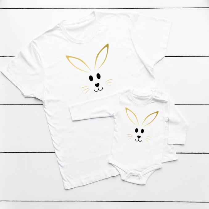 Set of T-shirts for dad and child for Easter BUNNY 1