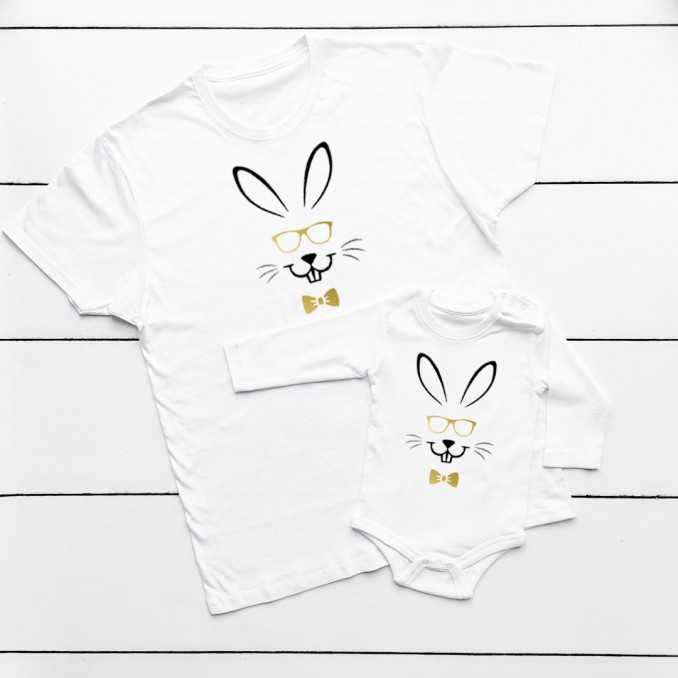 Set of T-shirts for dad and child for Easter BUNNY 3