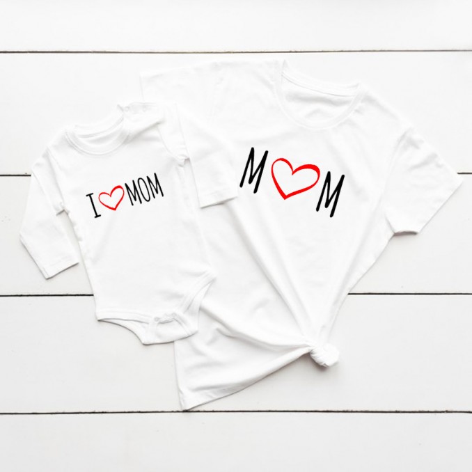 T-SHIRTS FOR MOM AND DAUGHTER - I LOVE MOM