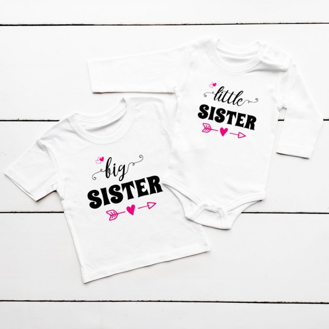 Koszulki dla rodzeństwa BIG SISTER/LITTLE SISTER