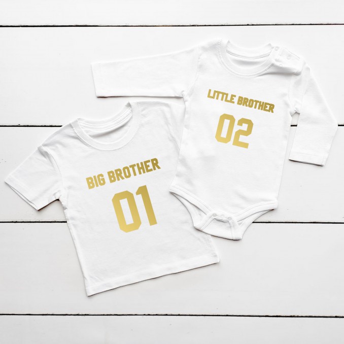 T-shirts for siblings BIG BROTHER/LITTLE BROTHER gold