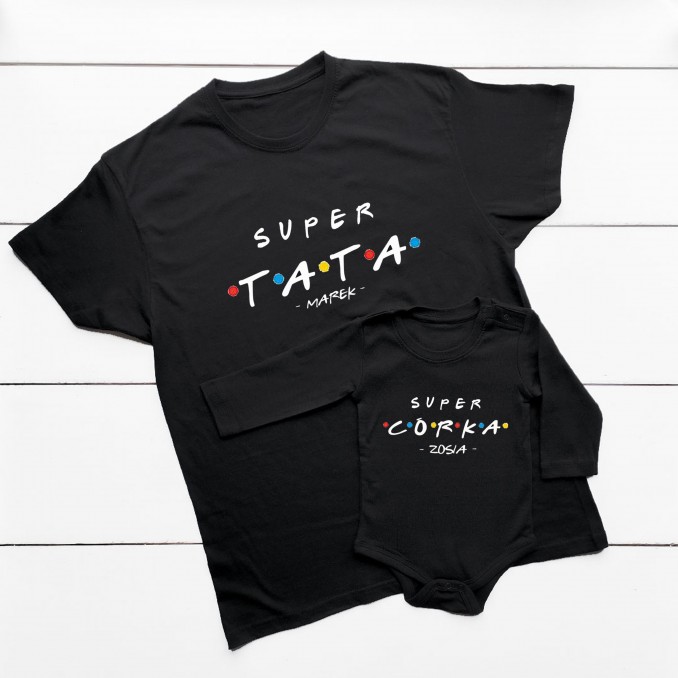 T-SHIRTS FOR DAD AND SON - SUPER DAD BABY + NAME