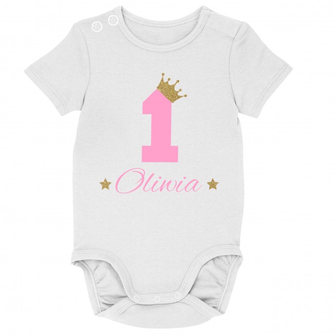 BABY BODYSUIT FOR BIRTHDAY CROWN NAME AGE